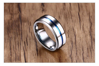 6/8mm Black Ring for Men Women Groove Rainbow Stainless Steel Wedding Bands Trendy Fraternal Rings Casual  Jewelry The Clothing Company Sydney