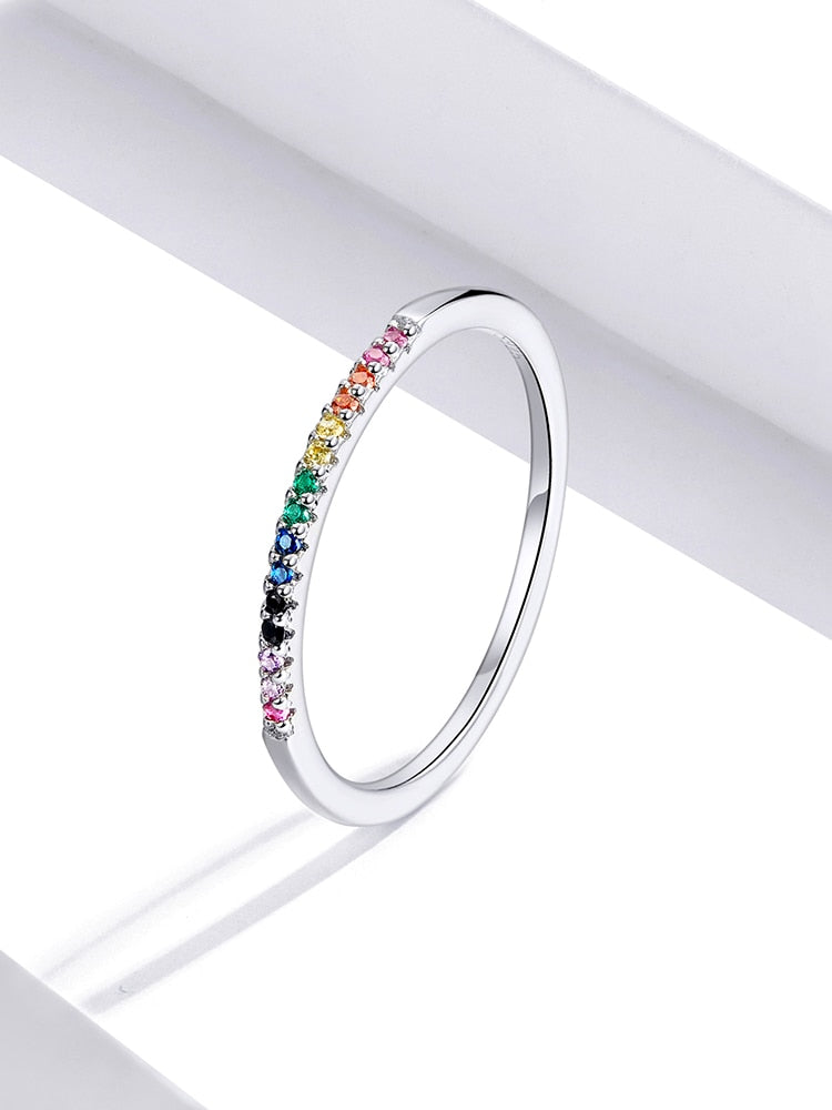 925 Sterling Silver CZ Simulated Diamond Stackable Ring Platinum Plated Eternity Bands for Women The Clothing Company Sydney