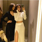 2 Piece Sweater Cropped Top Midi Skirt Matching Set Outfits Button Up Split Skirt Set The Clothing Company Sydney