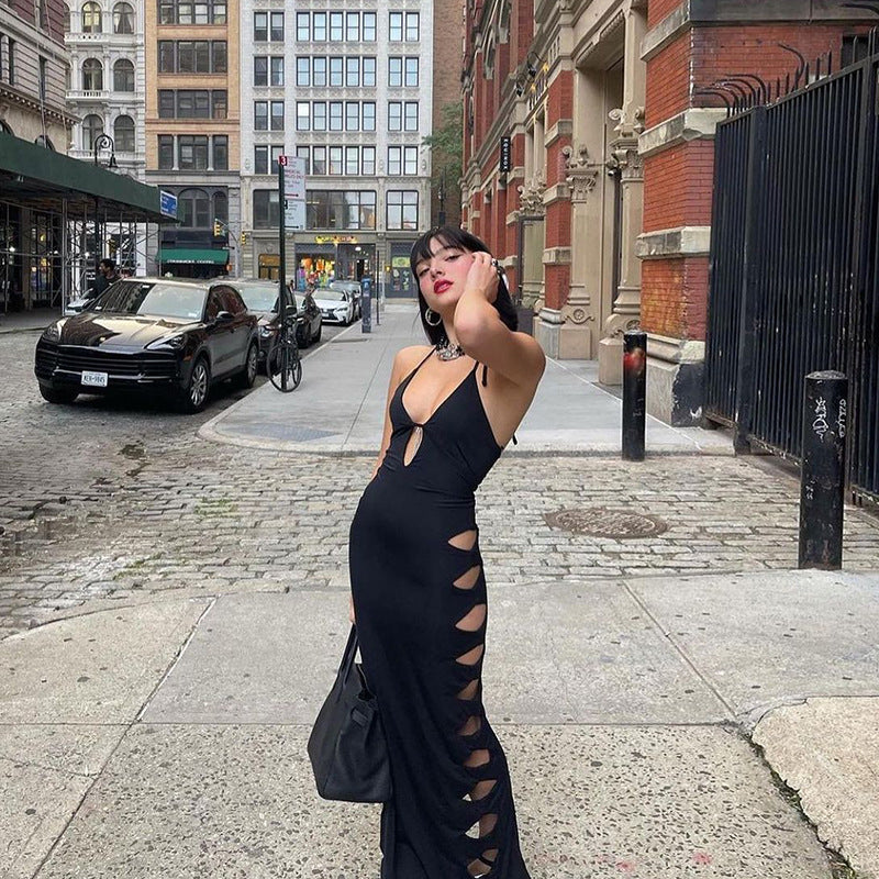 Cryptographic Cut Out Backless Halter Maxi Dress Bodycon Fashion Outfits Long Dresses Elegant Club Party Dress The Clothing Company Sydney