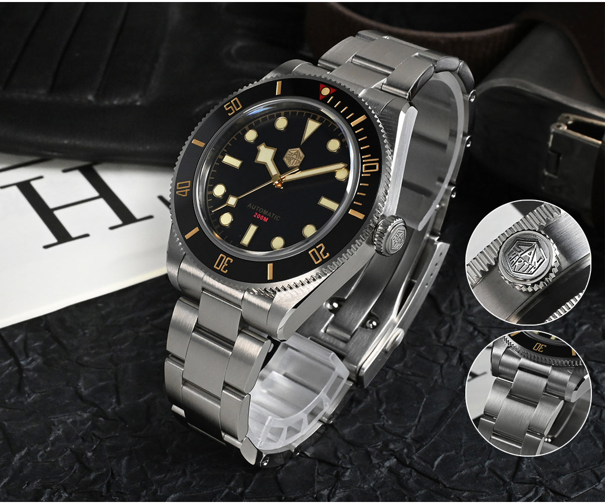San Martin Luxury Men's Ladies Unisex 40mm Diver BB58 Vintage Automatic Business Wristwatche End Links Sapphire 20 Bar Watch The Clothing Company Sydney