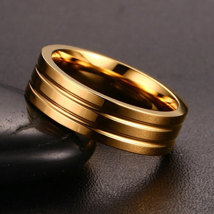 6/8mm Black Ring for Men Women Groove Rainbow Stainless Steel Wedding Bands Trendy Fraternal Rings Casual  Jewelry The Clothing Company Sydney