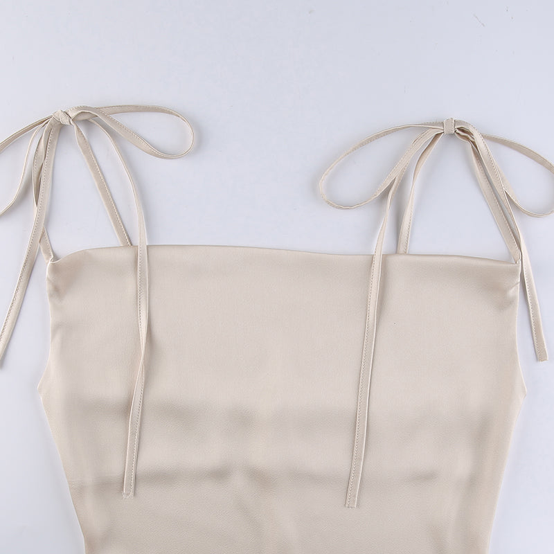 Strappy Solid Satin Backless Sleeveless Casual Dress Mini Sundress Summer Dresses The Clothing Company Sydney