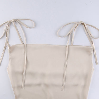 Strappy Solid Satin Backless Sleeveless Casual Dress Mini Sundress Summer Dresses The Clothing Company Sydney