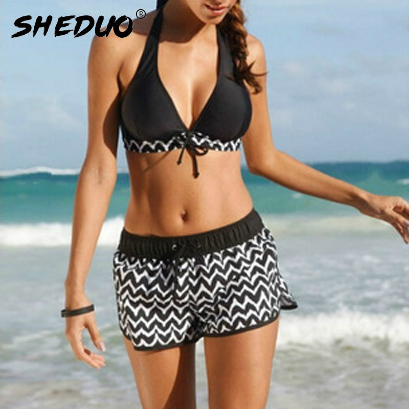 Two Piece Plus Size Tankini Swimming suits Swimwear Patchwork Bikini White boho Printed Swimsuit The Clothing Company Sydney