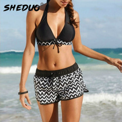 Two Piece Plus Size Tankini Swimming suits Swimwear Patchwork Bikini White boho Printed Swimsuit The Clothing Company Sydney