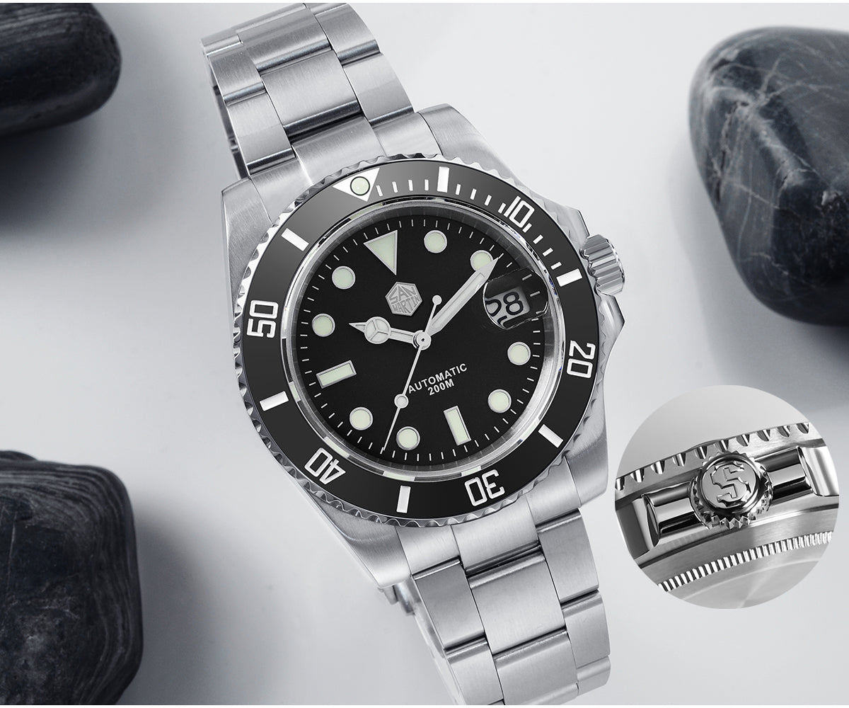 San Martin 40.5mm Water Ghost V3 Sub Diver Luxury Men's NH35 Automatic Mechanical Business Wristwatches Sapphire 20Bar Watch The Clothing Company Sydney