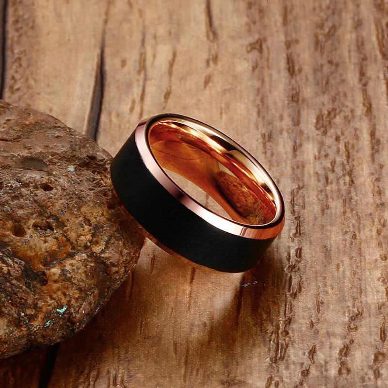 Men's Basic Tungsten Carbide Ring Classic 8mm Male Wedding Jewelry Rose-Gold Color The Clothing Company Sydney