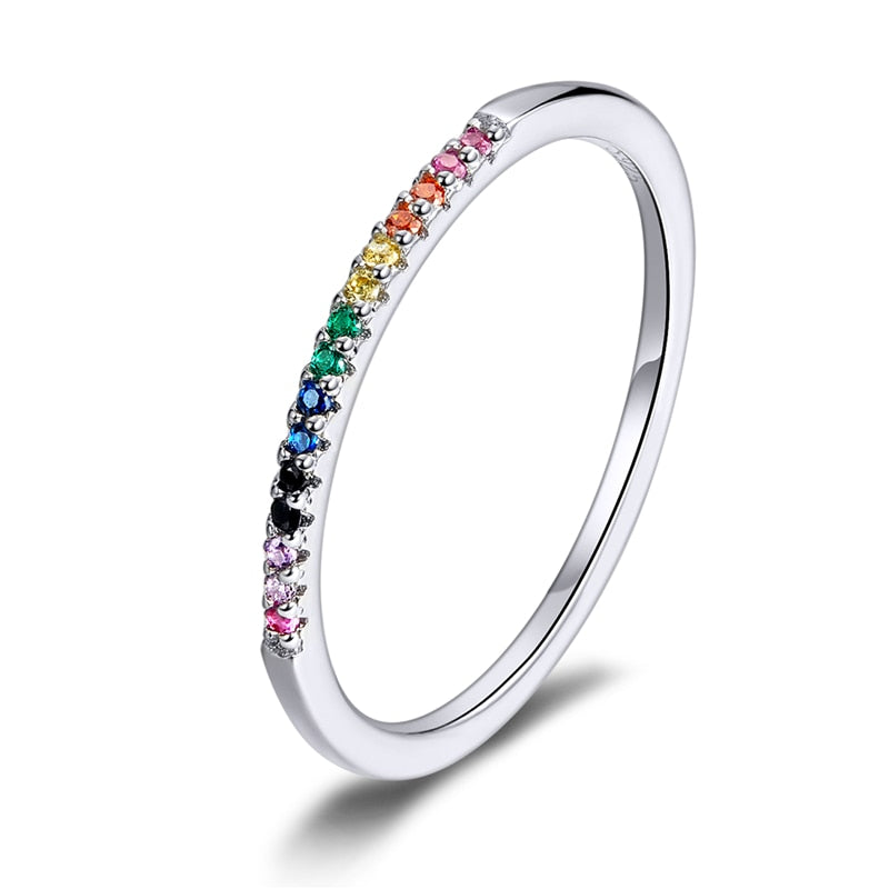 925 Sterling Silver CZ Simulated Diamond Stackable Ring Platinum Plated Eternity Bands for Women The Clothing Company Sydney
