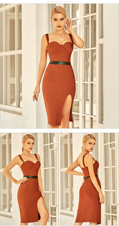 Elegant Black Bodycon Bandage Spaghetti Strap Midi Blue Club Formal Runway Party Dress The Clothing Company Sydney