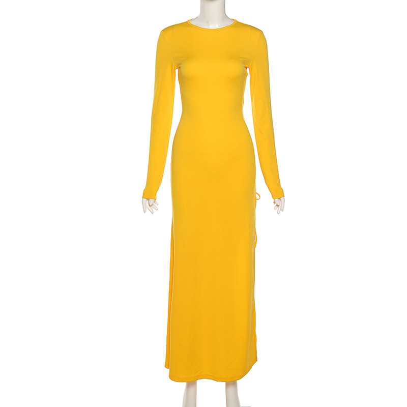 Fashion Bandage Long Sleeve Sexy Backless Maxi Elegant Club Party Split Dresses The Clothing Company Sydney