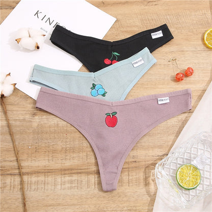 Fruit Embroidery Panties Cotton G-String Underwear Thong Lingerie Underpants T-Back Pantys Intimates Panties The Clothing Company Sydney