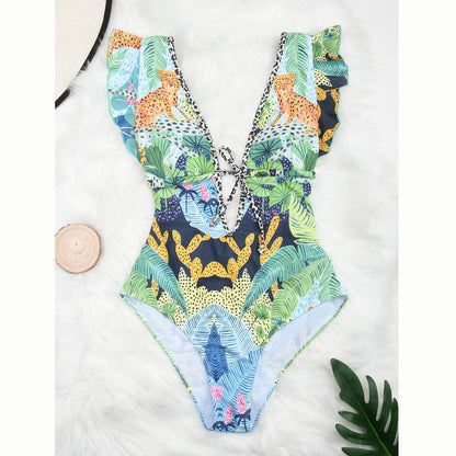 Ruffle One Pieces Swimsuit Swimwear Female High Cut Brazilian Bather Monokini Bathing Suit Beachwear The Clothing Company Sydney