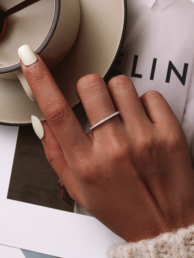 925 Sterling Silver CZ Simulated Diamond Stackable Ring Platinum Plated Eternity Bands for Women The Clothing Company Sydney