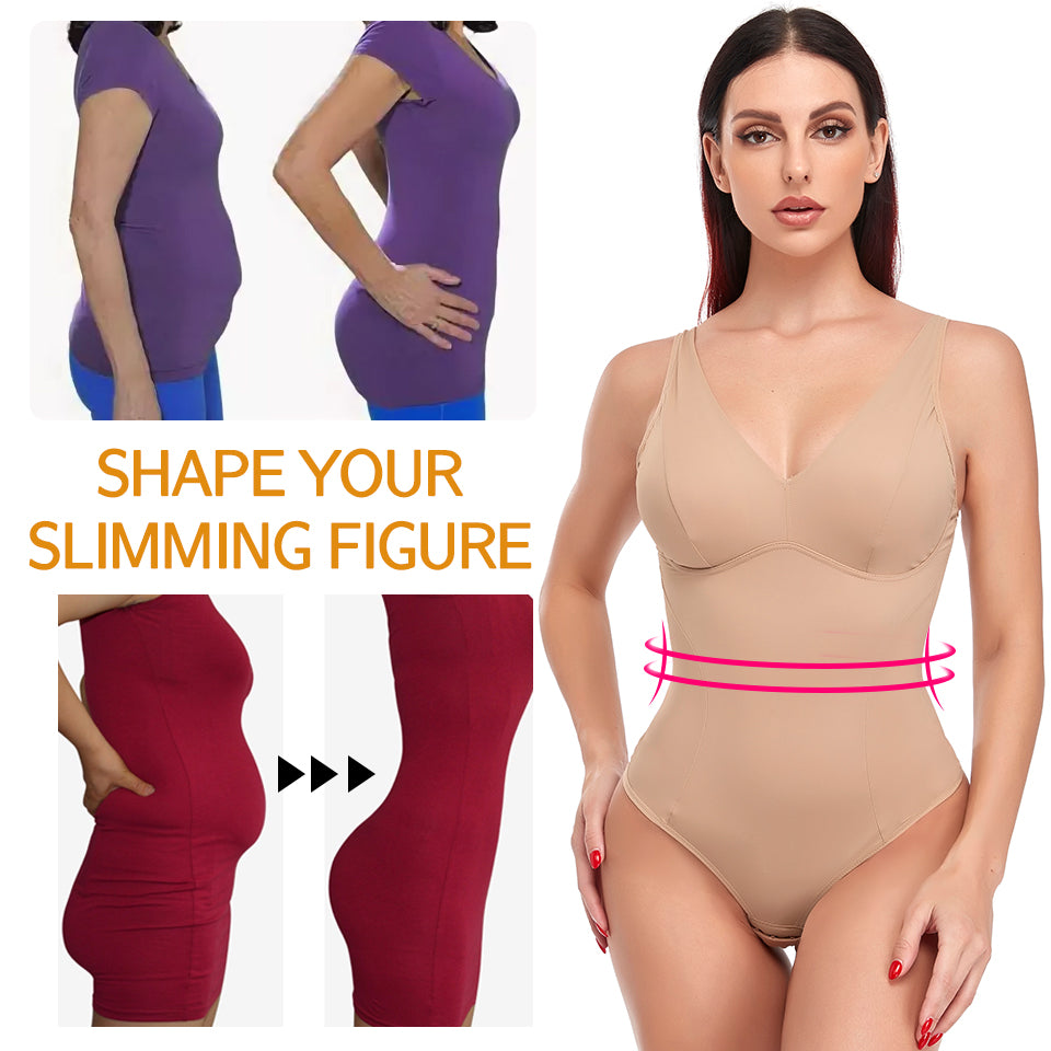 Shapewear Bodysuit Thong Shaper for Women Waist Trainer Body Shaper Deep V Neck Underwear Built-in Bra Camisole The Clothing Company Sydney