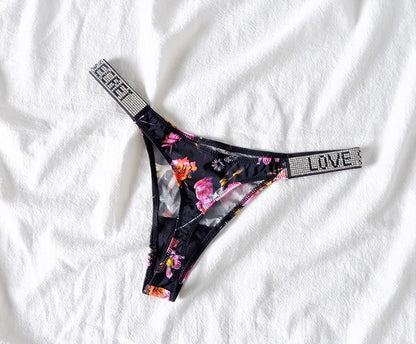 Satin Embroidery G String Thongs Panties  Briefs Low Waist Underwear  Ladies Lingerie The Clothing Company Sydney