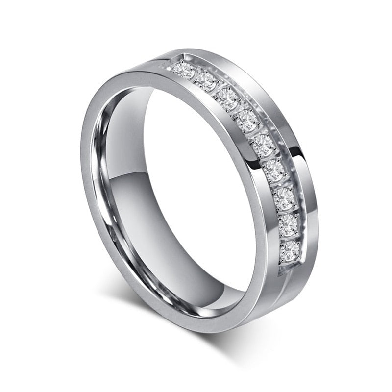 Trendy Wedding Bands Rings for Women Men Love Gift Gold-color Stainless Steel CZ Promise Couple Jewellery The Clothing Company Sydney