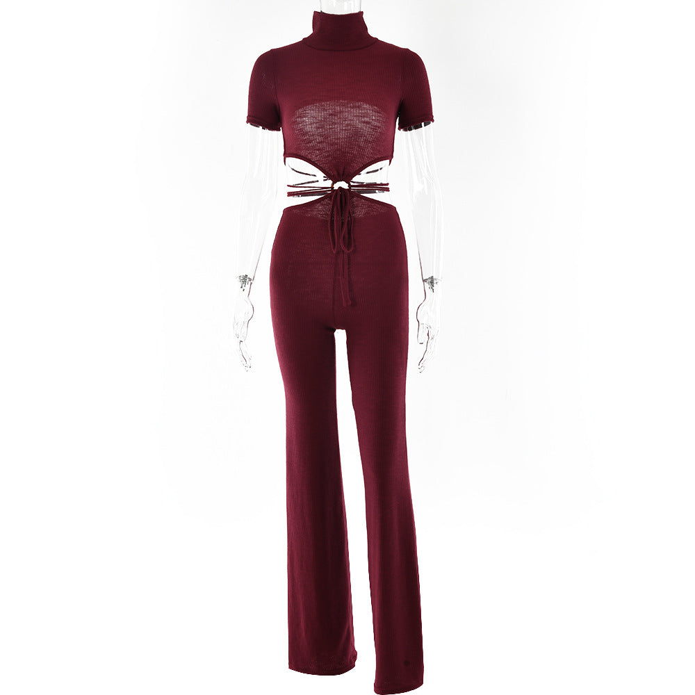 Cotton Backless Cutout Bandage Jumpsuits Flare Pants Rompers Club Party One Piece Outfits Overalls The Clothing Company Sydney
