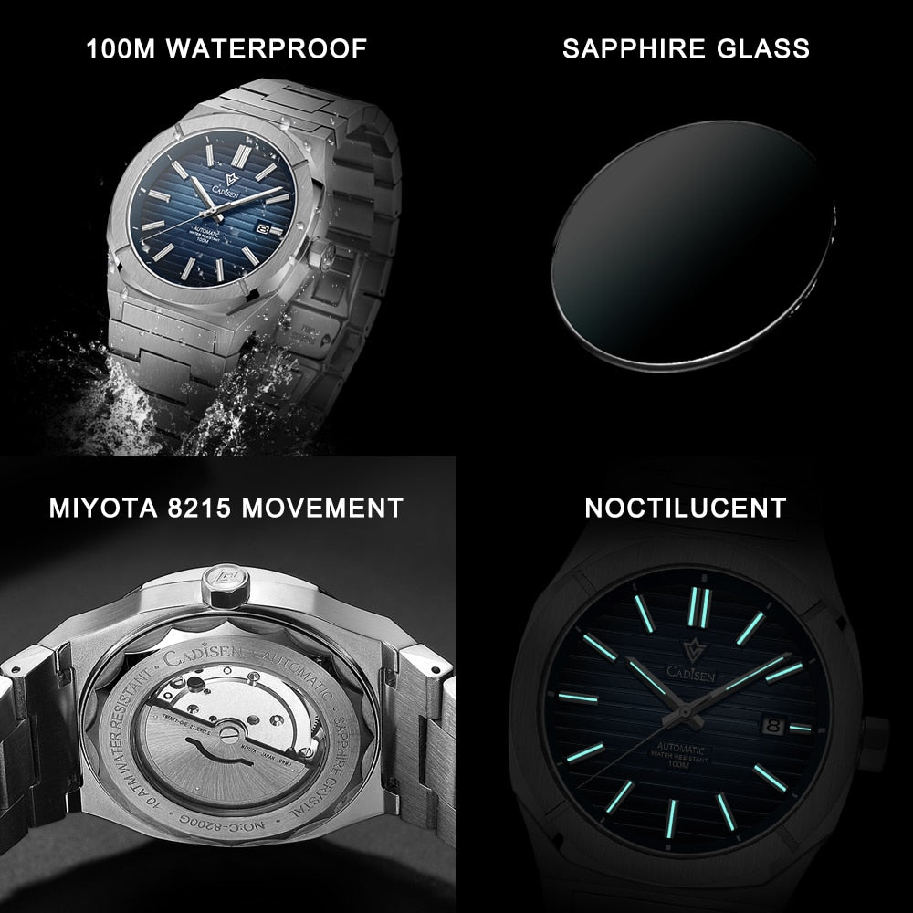Cadisen Diver Watch Retro Luxury Sapphire MIYOTA 8215 German Design Men's Automatic Mechanical Watches 10Bar Clothing Company Sydney