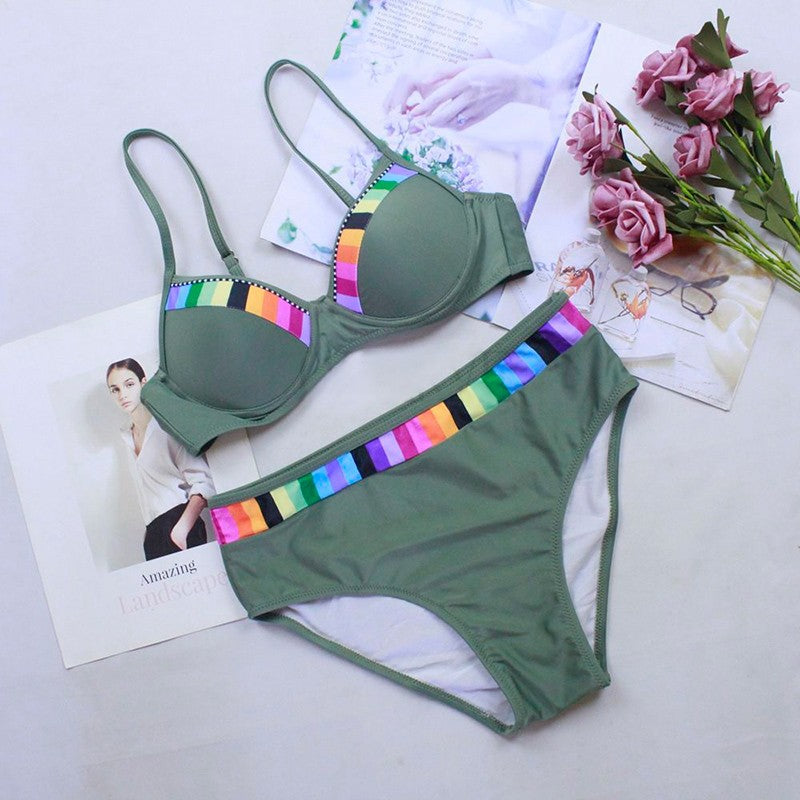 2 Piece Black Bikini Set Swimwear Print Swimsuit Push Up Polka Dots Bathing Suit Beachwear Biquini The Clothing Company Sydney