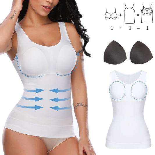 Padded Shaperwear Compression Camisole Body Shaper Woman Tummy Control Tank Tops Shapers Waist Trainer Corset Slim Vest The Clothing Company Sydney