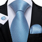 Classic 100% Silk Men's Ties 8cm Blue Plaid Dot Striped Business Necktie Handkerchief Wedding Party Tie Set The Clothing Company Sydney