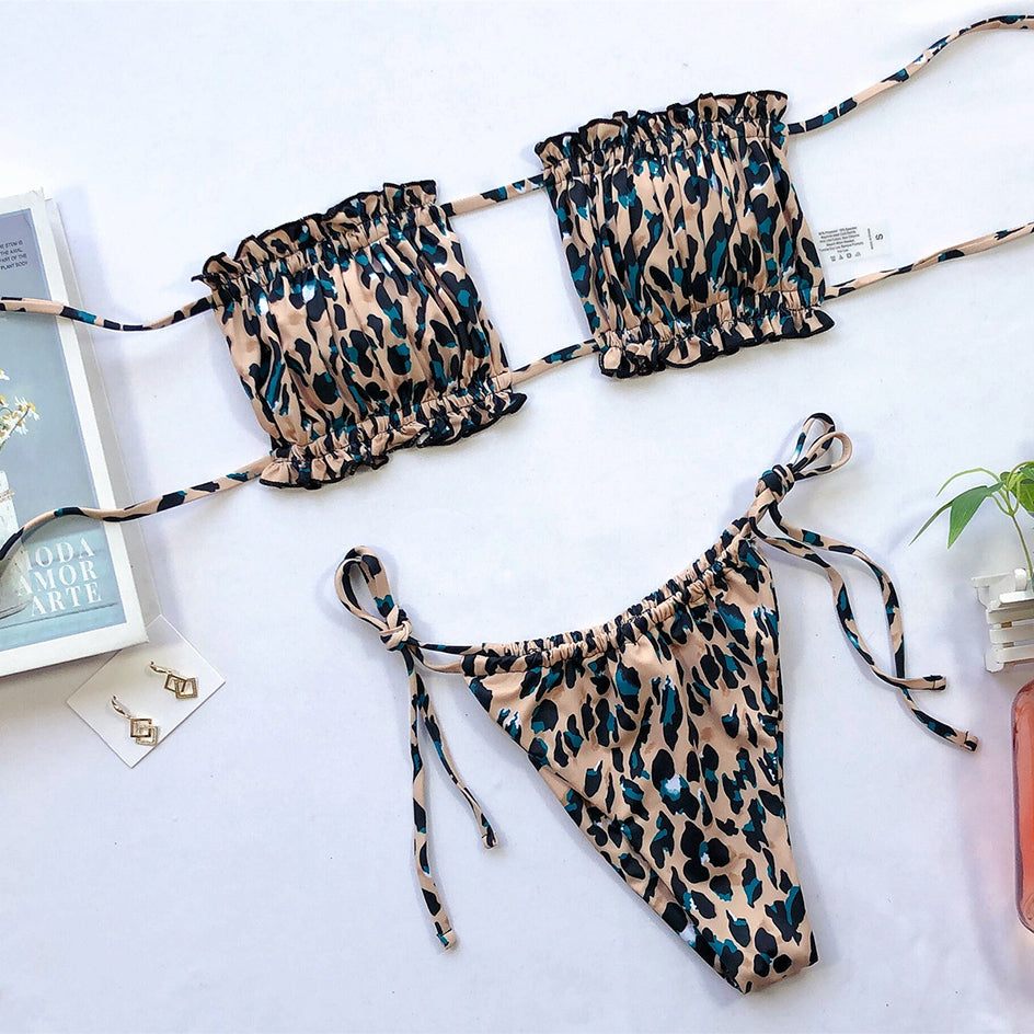2 Piece Pleated Bandeau Swimsuit Swimwear Mini Thong Bikini Set Bather Swimming Beachwear The Clothing Company Sydney