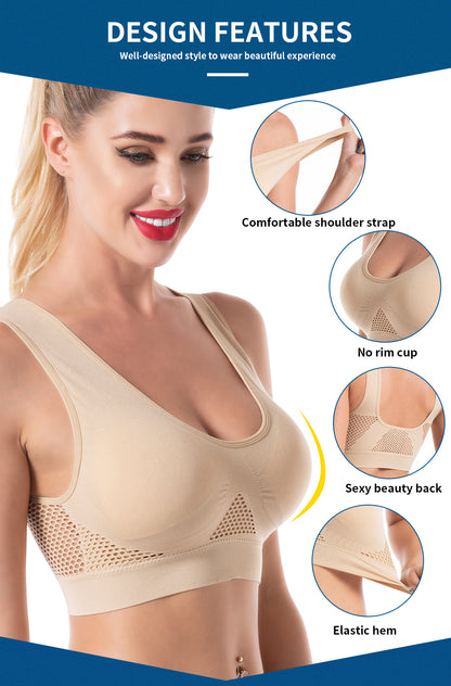 Women's Unwired Bras Wireless S-6XL Plus Size Backless Push Up Seamless Mesh Top Bra Non Bones Frame Sports Bras The Clothing Company Sydney