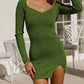 Green Long Sleeve Knitted Dress Elegant Sweetheart Neck Party Autumn Winter Bodycon Sweater Dress The Clothing Company Sydney