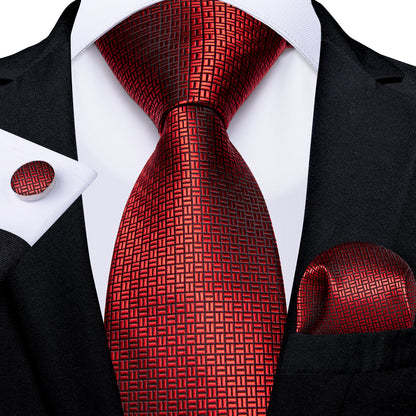 Designer Wedding Men's Tie Red  Solid Striped Paisley Neckties For Men Business Hanky Cufflinks Tie Set The Clothing Company Sydney