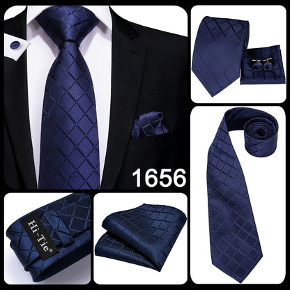 3 Piece 8.5cm Business Solid Paisley 100% Silk Men's Tie Neck Strip Ties for Men Formal Luxury Wedding Neckties Cufflinks Pocket Square The Clothing Company Sydney