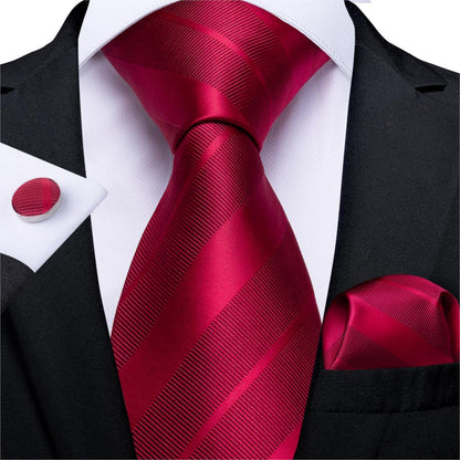 Designer Wedding Men's Tie Red  Solid Striped Paisley Neckties For Men Business Hanky Cufflinks Tie Set The Clothing Company Sydney