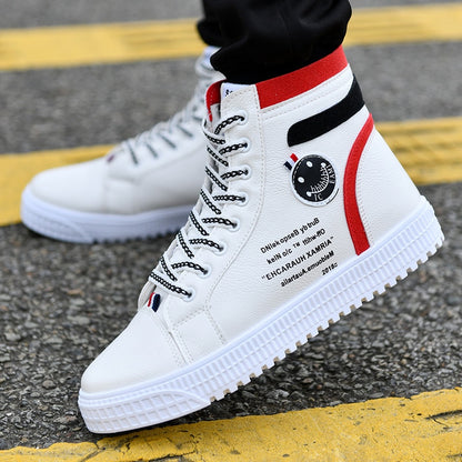 Men's White Shoes Skateboarding Shoes High Top Men High British Style Comfortable Skateboarding Sneakers The Clothing Company Sydney