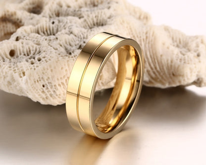 Trendy Wedding Bands Rings for Women Men Love Gift Gold-color Stainless Steel CZ Promise Couple Jewellery The Clothing Company Sydney