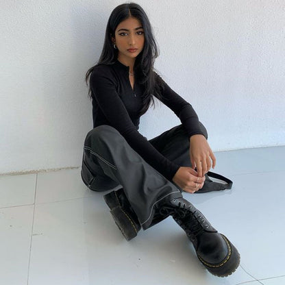 Sheath Velvet Rompers Bodysuit Long Sleeve Regular Zipper Jumpsuits Women Fashion Streetwear Outfits Overalls Bodysuit The Clothing Company Sydney