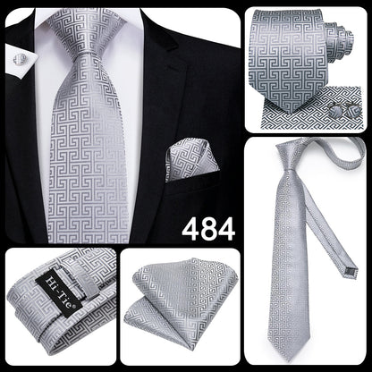 3 Piece 8.5cm Business Solid Paisley 100% Silk Men's Tie Neck Strip Ties for Men Formal Luxury Wedding Neckties Cufflinks Pocket Square The Clothing Company Sydney