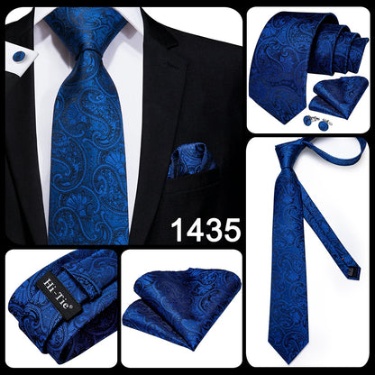 Business Tie for Men Silk Blue Tie Dots Necktie Set Plaid Cufflinks for Wedding Business Tie 150cm The Clothing Company Sydney
