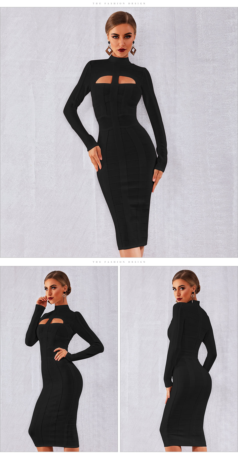 Autumn Bodycon Bandage Dress Long Sleeve Hollow Out Club Celebrity Evening Formal Party Dress The Clothing Company Sydney