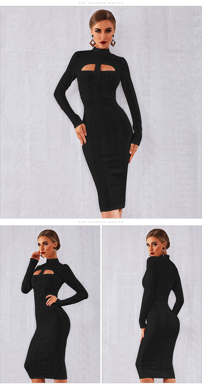 Autumn Bodycon Bandage Dress Long Sleeve Hollow Out Club Celebrity Evening Formal Party Dress The Clothing Company Sydney