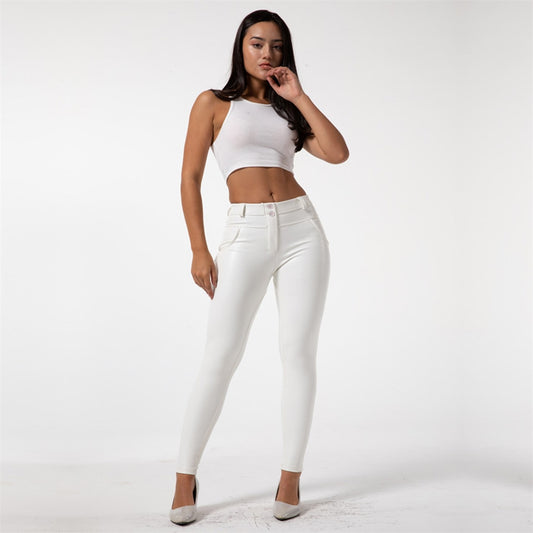 Faux Leather Leggings White Fleece Lined Jeggings Ladies Winter Women's Warm Push Up  Casual Pants The Clothing Company Sydney