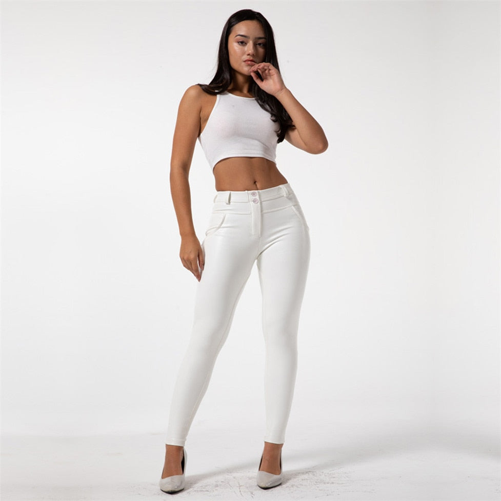 Faux Leather Leggings White Fleece Lined Jeggings Ladies Winter Women's Warm Push Up  Casual Pants The Clothing Company Sydney