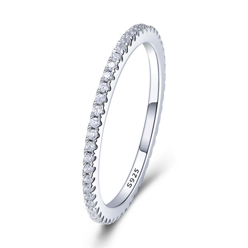 925 Sterling Silver CZ Simulated Diamond Stackable Ring Platinum Plated Eternity Bands for Women The Clothing Company Sydney