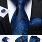Classic 100% Silk Men's Ties 8cm Blue Plaid Dot Striped Business Necktie Handkerchief Wedding Party Tie Set The Clothing Company Sydney