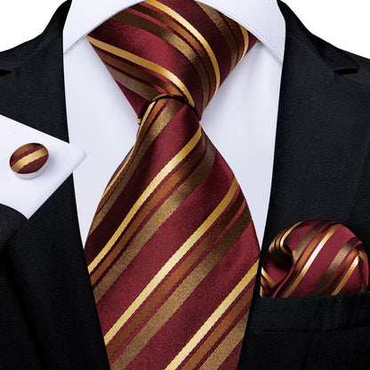 Designer Wedding Men's Tie Red  Solid Striped Paisley Neckties For Men Business Hanky Cufflinks Tie Set The Clothing Company Sydney