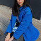 Women's Winter Blue Oversize Puffer Casual Fashion Warm Cotton Button Down Quilted Coat  Loose Jacket The Clothing Company Sydney