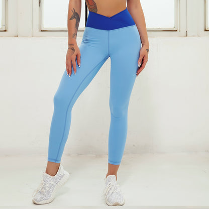 Layered Look Long Sleeve Yoga Crop Top Wrap V Waist Leggings Layered Cut Out Sports Bra Contrast Waist Shorts The Clothing Company Sydney