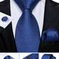 Classic 100% Silk Men's Ties 8cm Blue Plaid Dot Striped Business Necktie Handkerchief Wedding Party Tie Set The Clothing Company Sydney