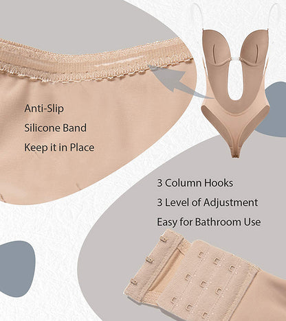 Women's Backless Shapewear Bodysuti Shaper Lace Smooth Plunge Body Briefer V-Neck Strapless Backless Bodysuit for Weddings The Clothing Company Sydney