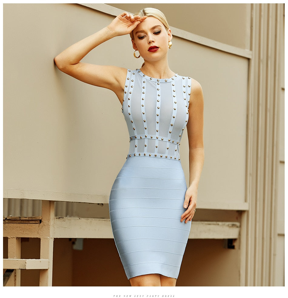 Summer Tank Sleeveless Women's Bodycon Bandage Dress Lace Beading Celebrity Club Evening Runway Party Dress The Clothing Company Sydney