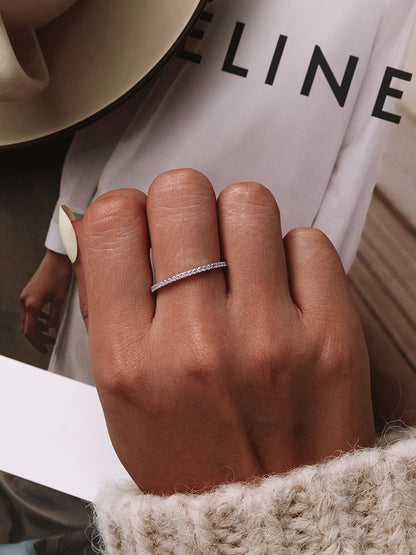 925 Sterling Silver CZ Simulated Diamond Stackable Ring Platinum Plated Eternity Bands for Women The Clothing Company Sydney